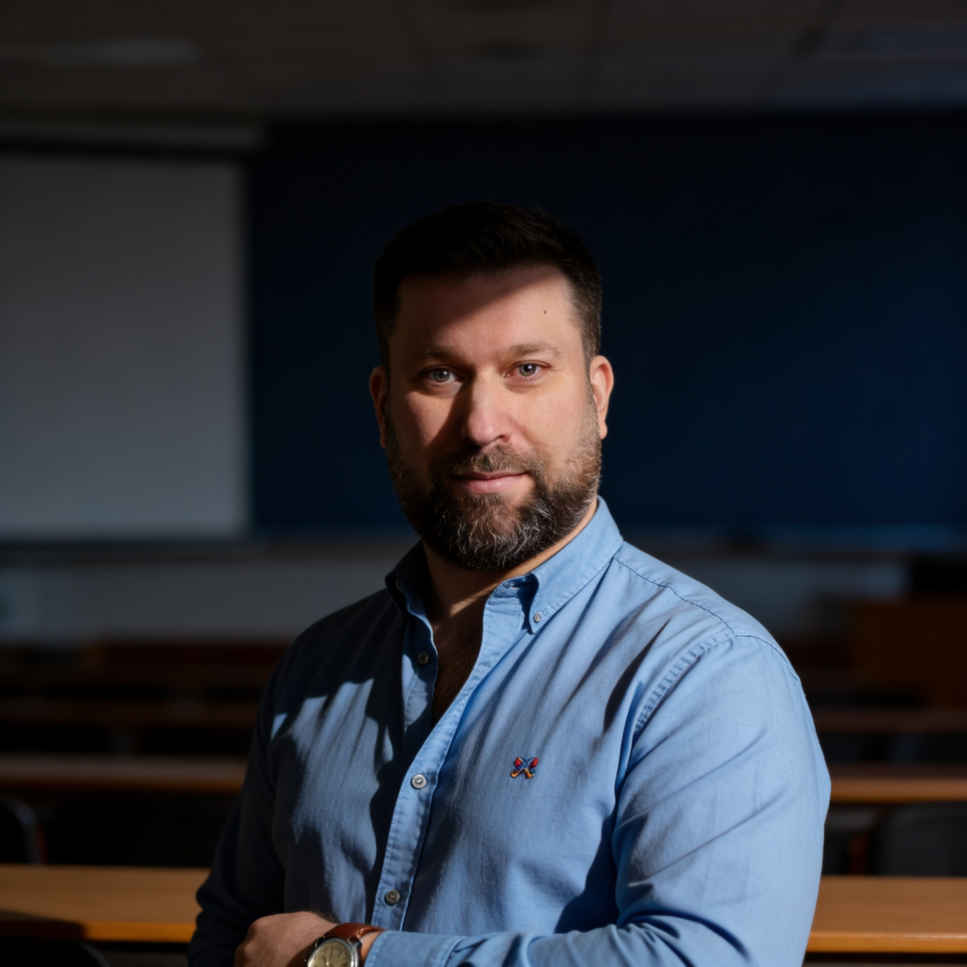 Luis Fernando em sala de aula, como professor